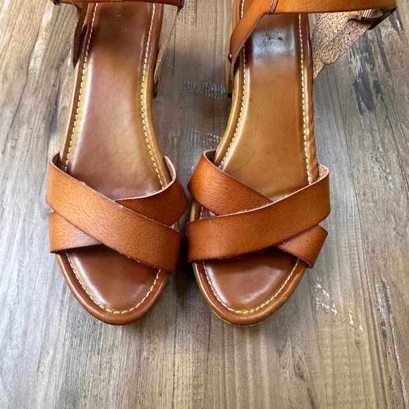 MIA Brown Block Heels Jullia Ankle Strap Brown Faux Leather Size 10 - Picture 2 of 8